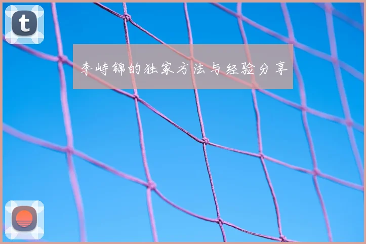 李峙锦的独家方法与经验分享